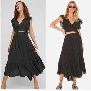 ★NWOT Free People Polka Dot Skirt Set Black XS★